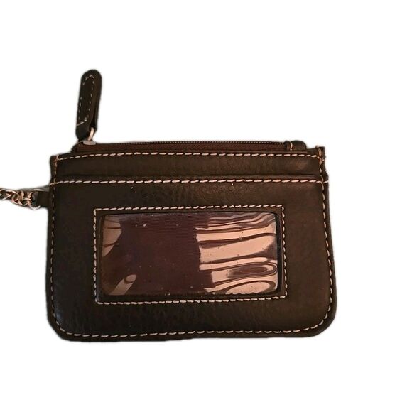 Skinny ID Case Wallet Key Chain Mini Brown Leather Women's Croft & Barrow Money - Picture 1 of 4
